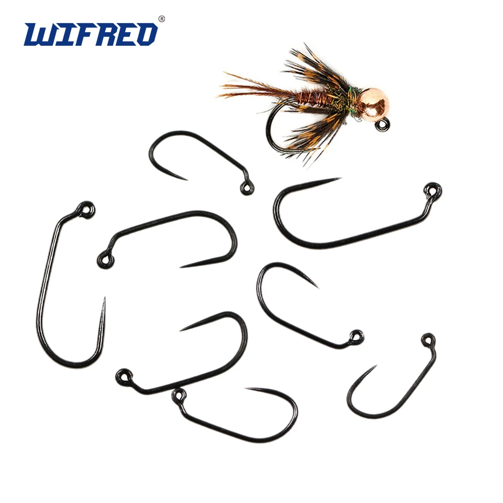 

Wifreo 500PCS Fly Fishing Wet Fly Hook Barbless Fly Tying Jig Hook Black Nickle Fly Tying Material 5Sizes #10 #12 #14 #16 #18