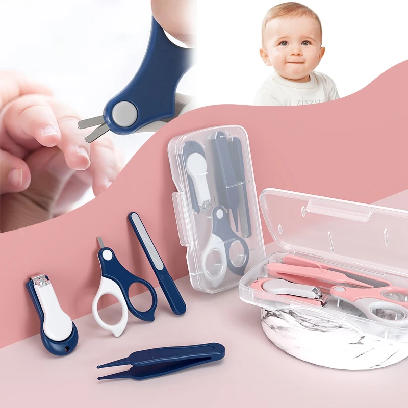 

4Pcs/Set Baby Nails Care Kit Portable Newborn Health Care Tools Toddler Nails Trimmers Clippers Scissors with Storage Box