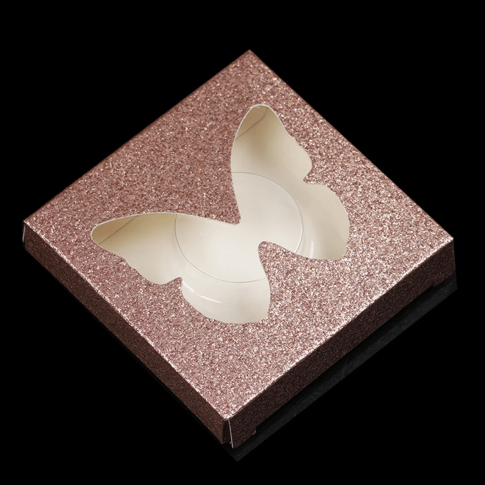 

50sets/pack Hollowed Out With Tray False Empty Makeup Box Packaging Portable Cosmetics Square Storage Glitter Paper Eyelash Case