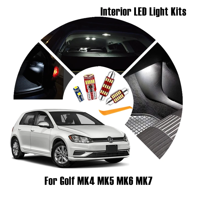 

For Volkswagen VW Golf 4 5 6 7 MK4 MK5 MK6 MK7 GTI GT Rabbit Vehicle LED Interior Map Dome Trunk Light Kit Canbus Car Bullb Lamp