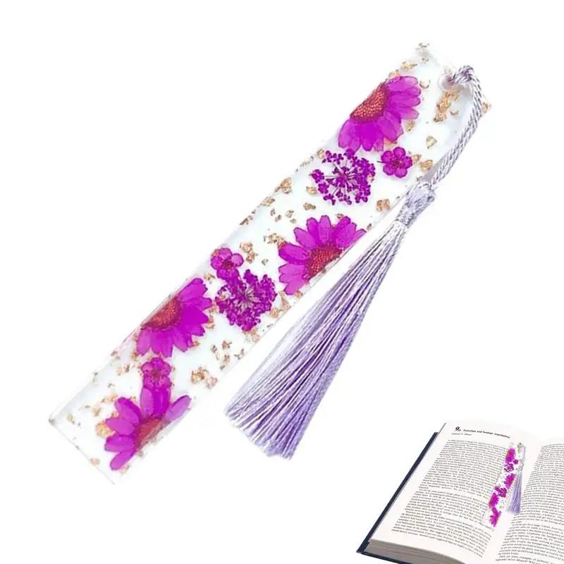 

Creative Epoxy Bookmark Reading Book Mark Daisy Dried Flower Tassel Bookmark Mother'S Day Book Lover Gift Resin Bookmark