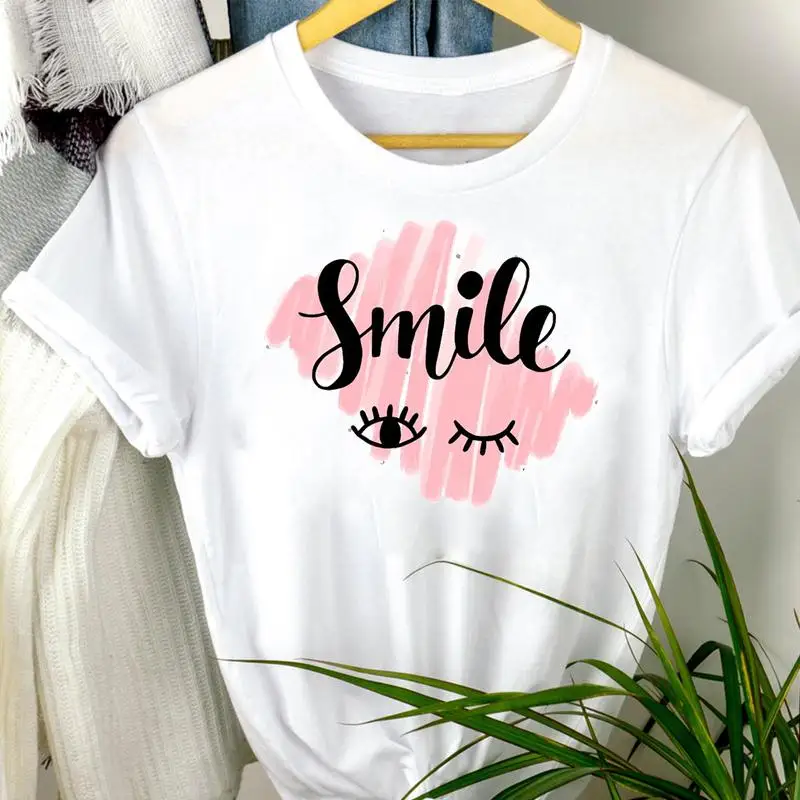

Women Clothes letters 2021 watercolor 90s Cartoon Print mujer camisetas Regular Tshirt Female Tee Top Graphic T-shirt