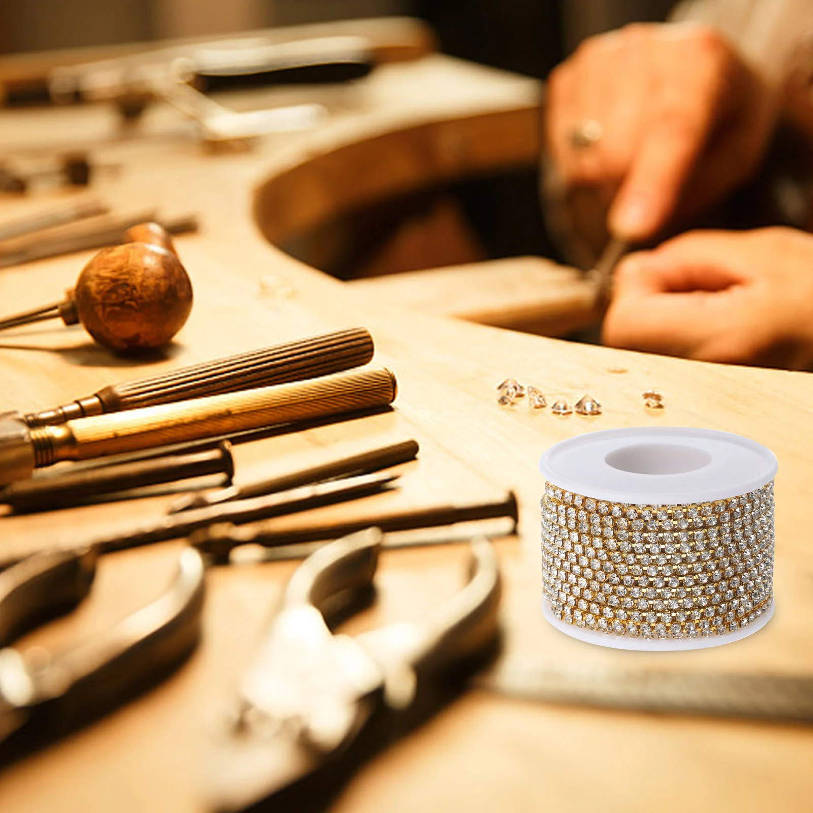 Кристалл гальванический металлический горный хрусталь цепочка-когти шитье