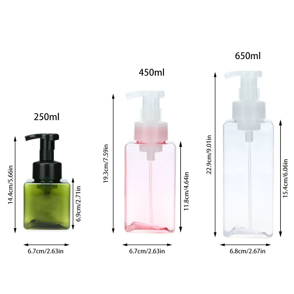 Foaming Soap Dispenser Refillable Pump Bottle Plastic for Liquid Soap Bathroom Shampoo Body Wash 250/450/650ML 8/15/21oz images - 6