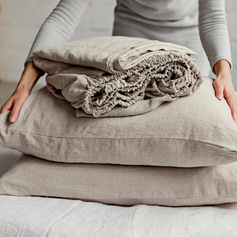 

Washed French Flax Linen Sheet Fitted Sheet Pillowcase All Sizes Assorted Colors