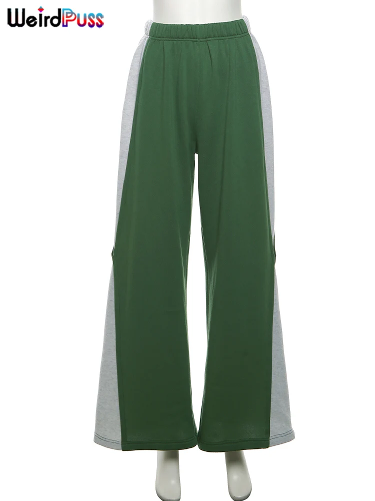 Брюки женские спортивные прямые с завышенной талией и боковыми вставками