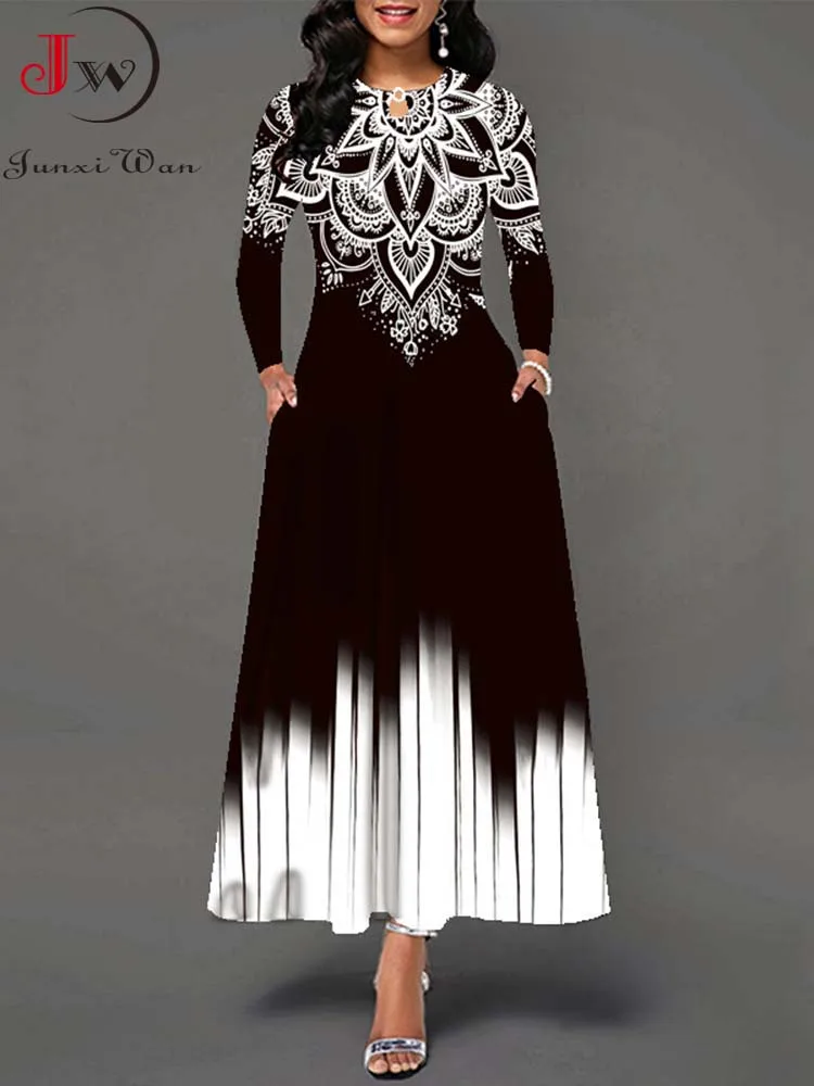 Женское длинное платье с цветочным принтом Boho