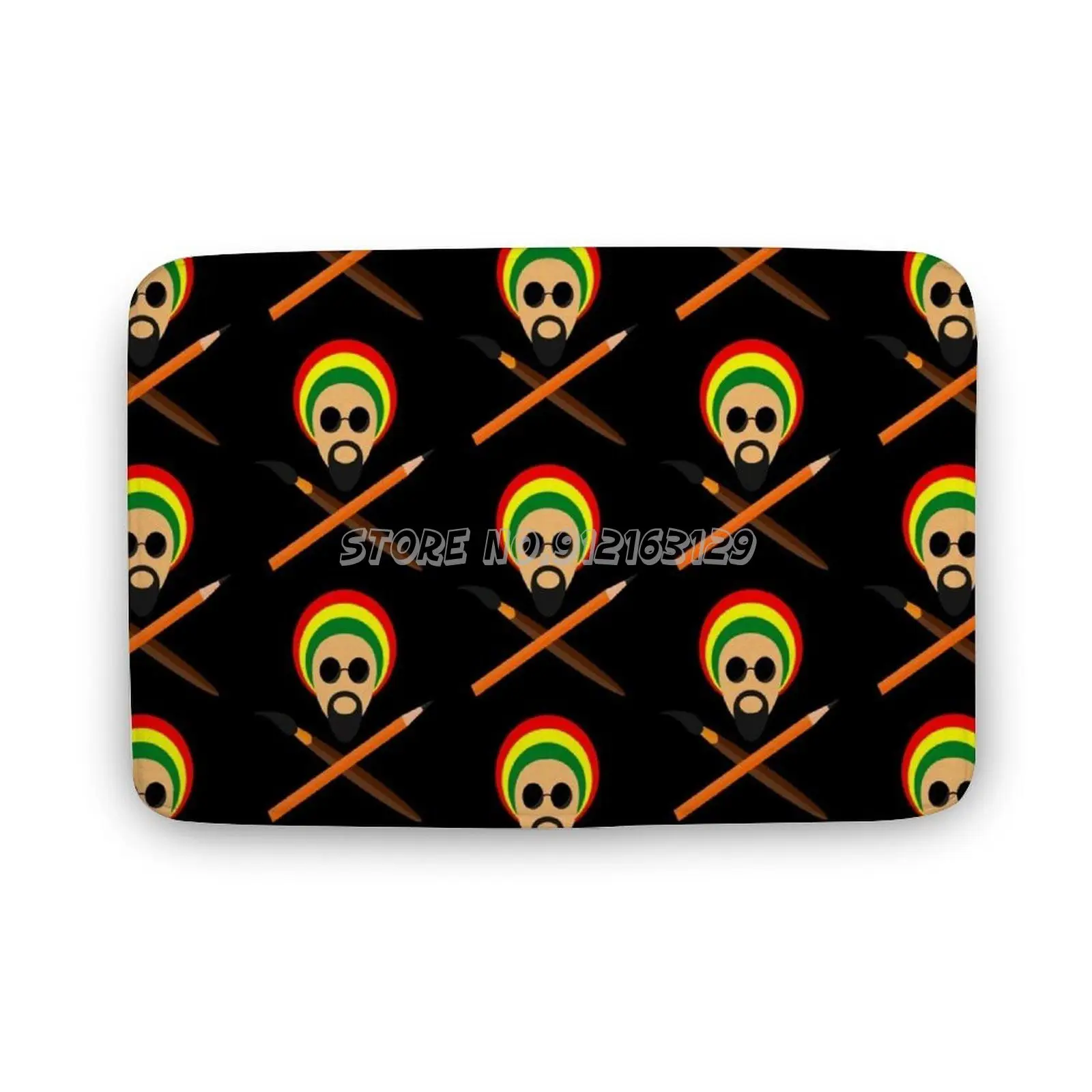 

Marley Rastaman Art Dreadlock Rastafari T-Shirt for Rasta Lover Floor Mat Bathroom Non-slip Floor Rugs Bars Cafes Door Mat Dread