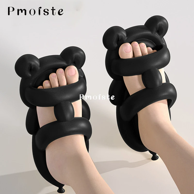 Bear Slippers for Women 2023 Summer New Lovely Cartoon Animals Slippers Fashion Soft Slipper Outdoor Non-slip Beach Slippers