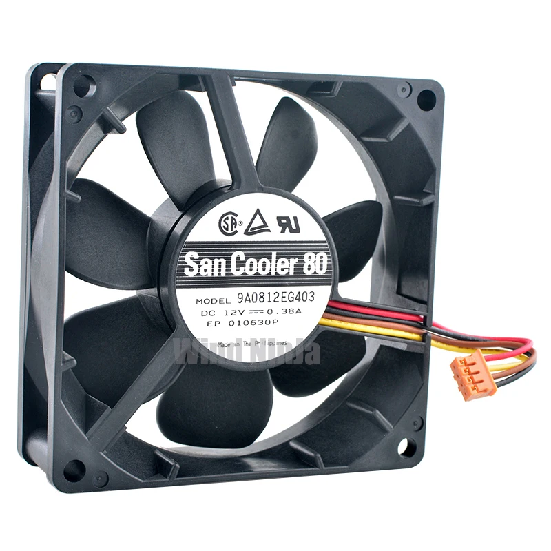 Вентилятор 9A0812EG403 8 см 80 мм 80x80x25 12 В постоянного тока 0 38 А 4-контактный с двумя