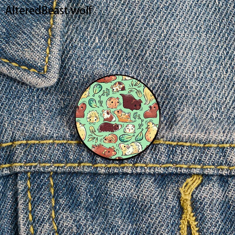 

Guinea Pig Huddle Printed Pin Custom Funny Brooches Shirt Lapel Bag Cute Badge Cartoon enamel pins for Lover Girl Friends