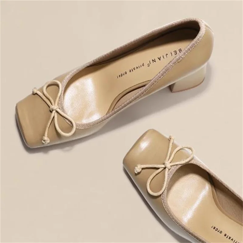 Женские туфли с бантом-бабочкой кожаные туфли-лодочки на высоком каблуке