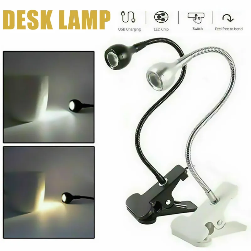 

Led Clamp Desk Lamp Flexible Usb Clip On Lightweight Reading Light Book Light Bedside Lamp For Bed Headboard Home Table Lamp