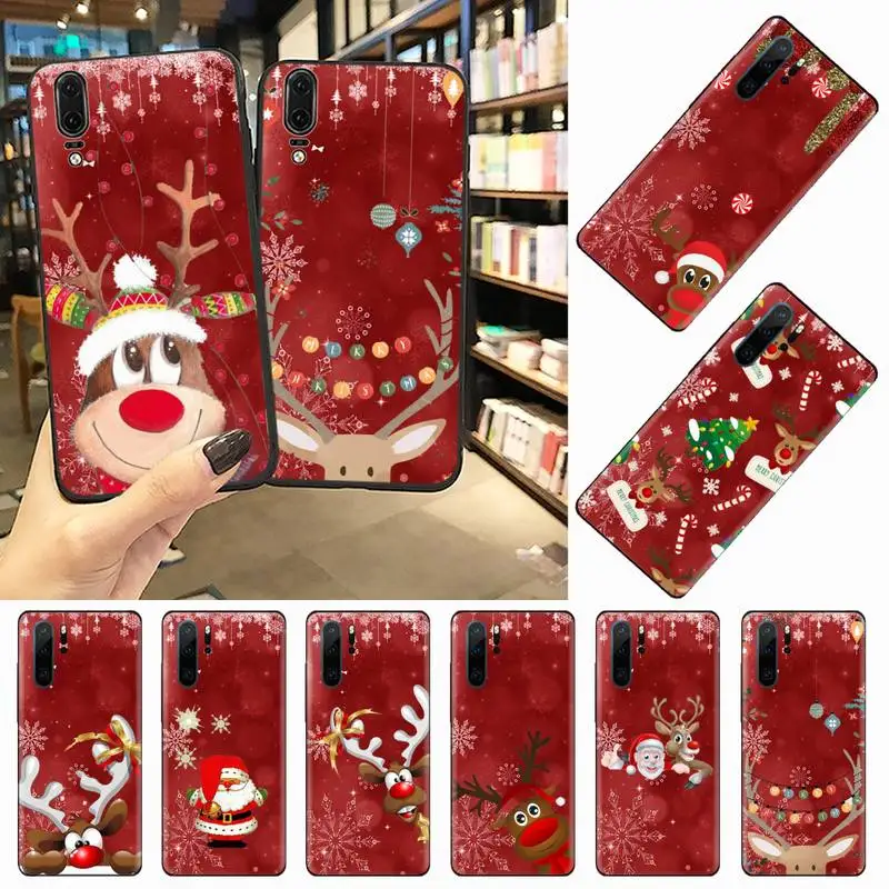 

Christmas deer happy new year Phone Case For Huawei honor Mate 10 20 30 40 i 9 8 pro x Lite P smart 2019 Y5 2018 nova 5t