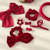 2022 new red velvet hairpins female high ponytail fixed artifact bow hair clip women girls hair accessions
