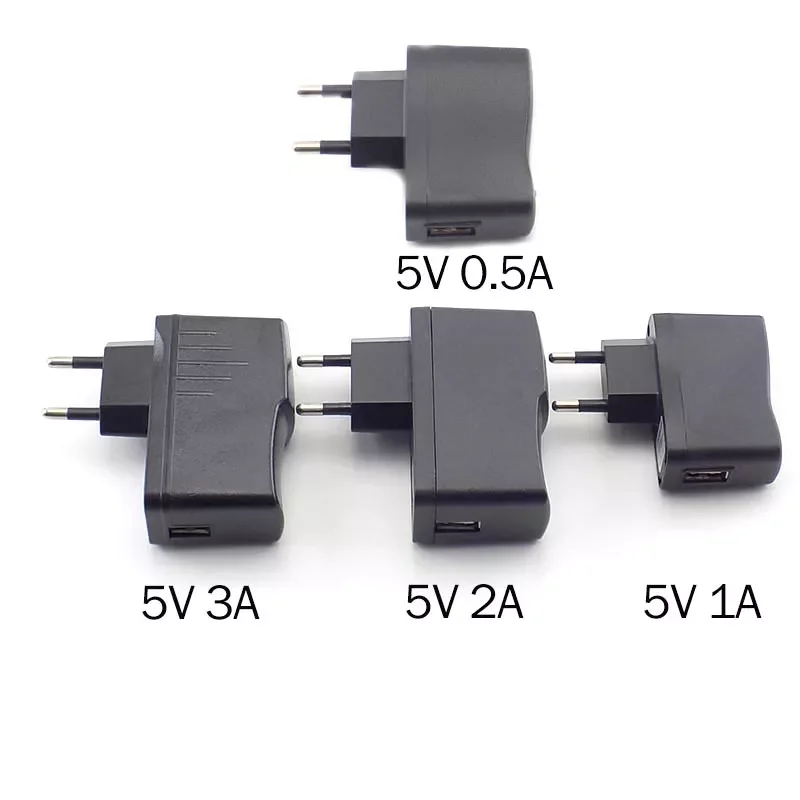 

USB Charger 5V 0.5A 1A 2A 3A Wall Charger AC to DC Charging Power Adapter Supply 100V-240V Output for LED Strip Light