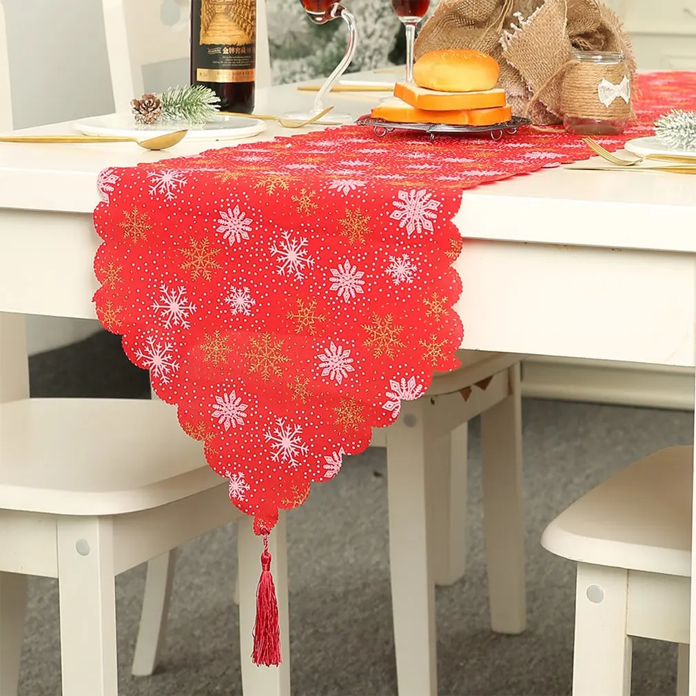 

Table Runner Tassels Christmas Decorations 180*35cm Linen Printing Decorative Tablecloth Placemat Table Runners