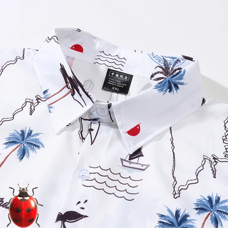 Multi Variety Colorful Cartoon Digital Letter Print Men Women Hawaii Beach Shirt