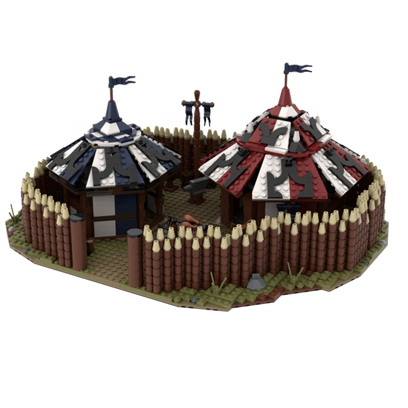 

MOC Creative Building Blocks Medieval Mercenary Camp Model Military Army Weapon Training Base DIY Assembly Bricks Toys For Kids