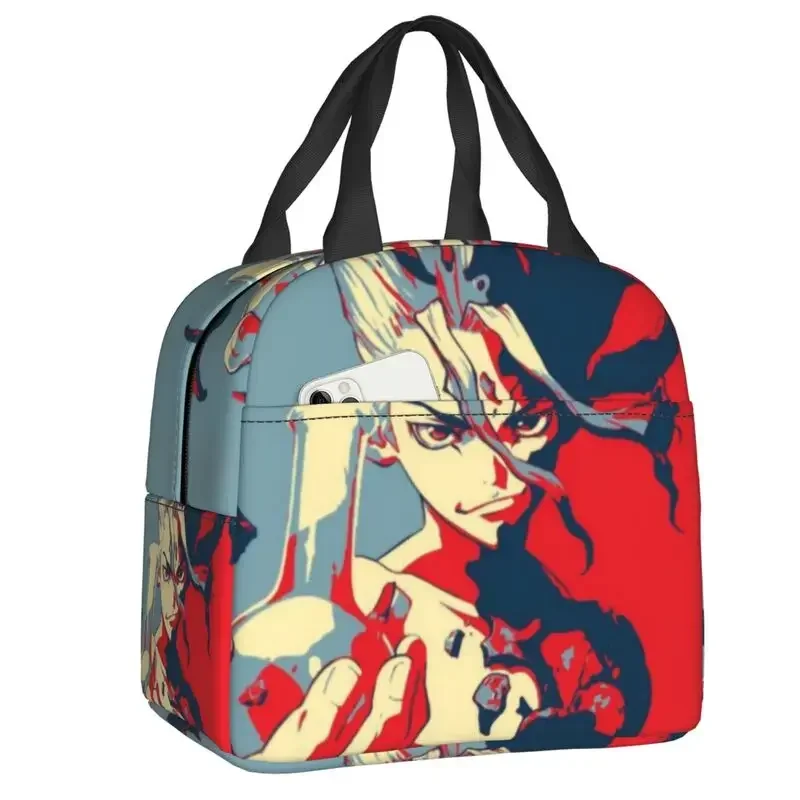 

Dr Stone Senku Ishigami Insulated Lunch Bags for Women Japan Anime Manga Portable Thermal Cooler Food Lunch Box School
