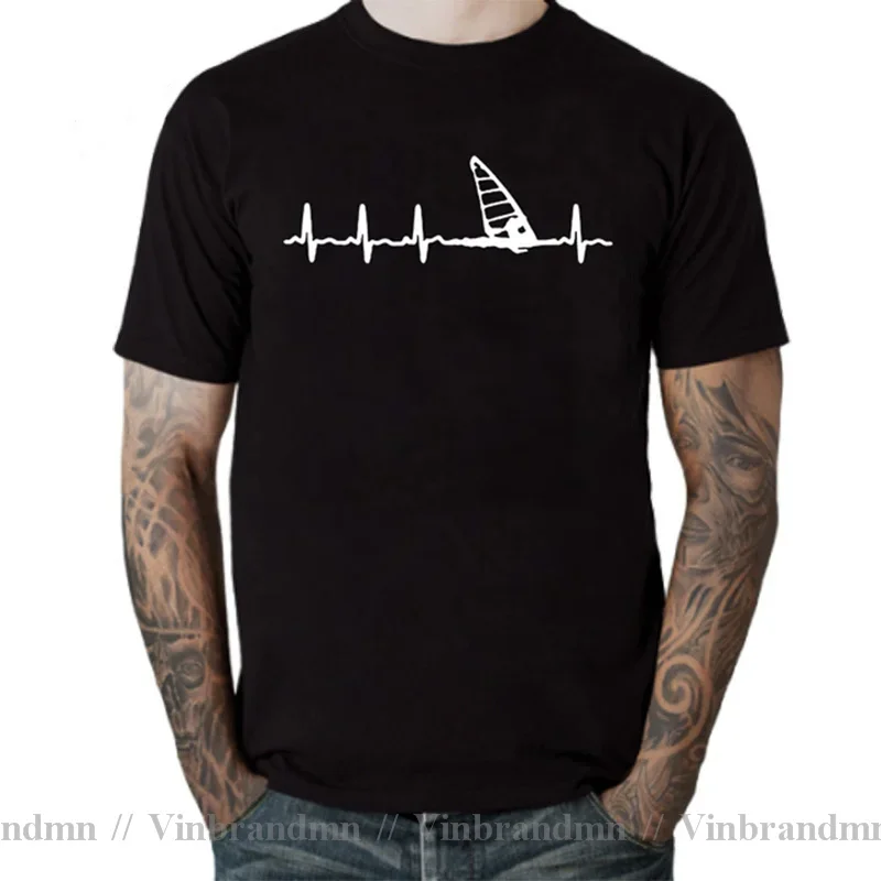 Fashion Retro Windboarding T-shirts Vintage Kitesurf tshirt Windsurf Kite Boarding Kiteboarder T shirt men Windsurfer tee shirts