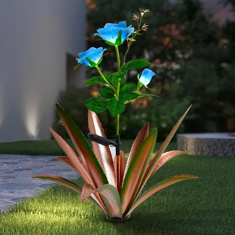 

TOMBABY Solar Metal Agave Garden Art Rose Metal Plant Country Garden скульптура статуя уличное украшение