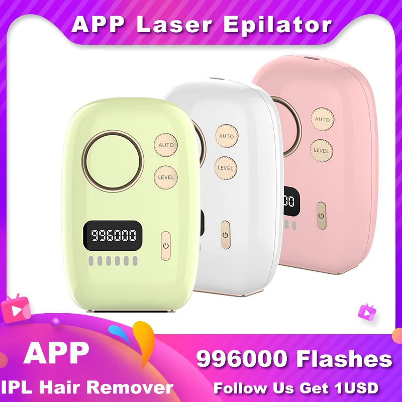 Enlarge Laser Hair Removal Laser Epilator APP Slime Permanent IPL Hair Remover Smart Painless Bikini Body Facial Epilator for Women Men
