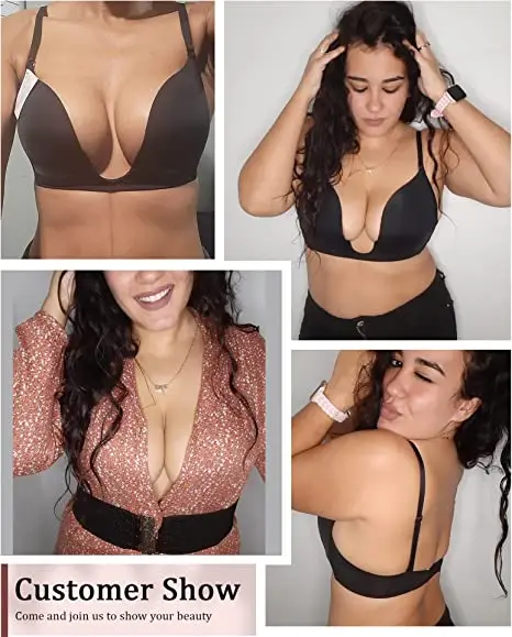 Женский бюстгальтер с глубоким вырезом и чашками пуш-ап |