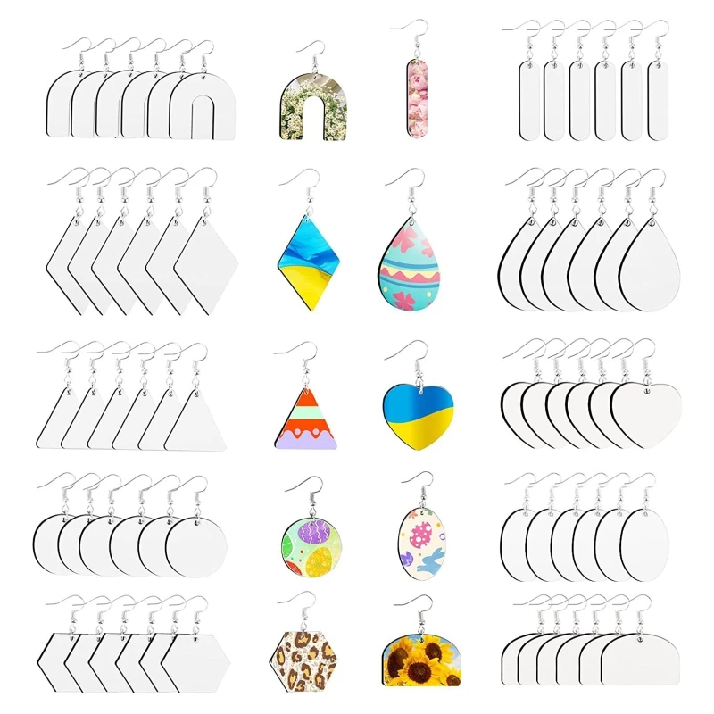 

Q0KE 60Pcs Sublimation Blank Earrings Unfinished Teardrop Heat Transfer Earring Pendant with Earring Hook Jump Ring DIY Craft