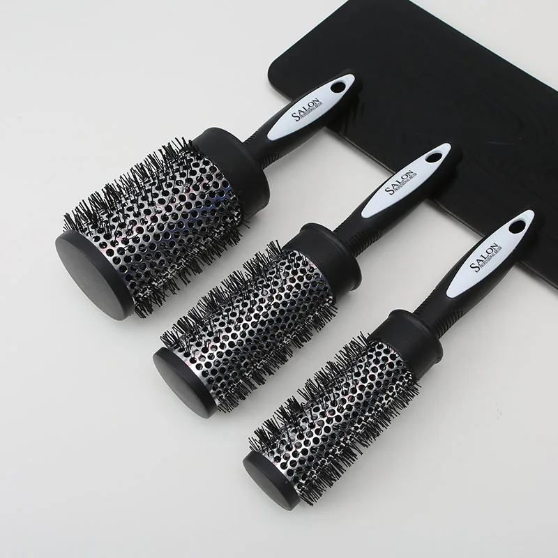 

Hair Styling Hair Brush Nylon Comb Cylinder Curly Hair Rolling Comb Thermal Aluminum Tube Round Barrel Hair Comb Curly Tool