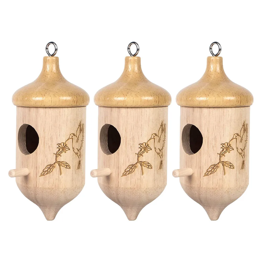 

Bird Cage Balcony Garden Hummingbird House Bird Feeder 1pcs/3pcs Beech Wood Garden Decoration Suspension Type Wooden
