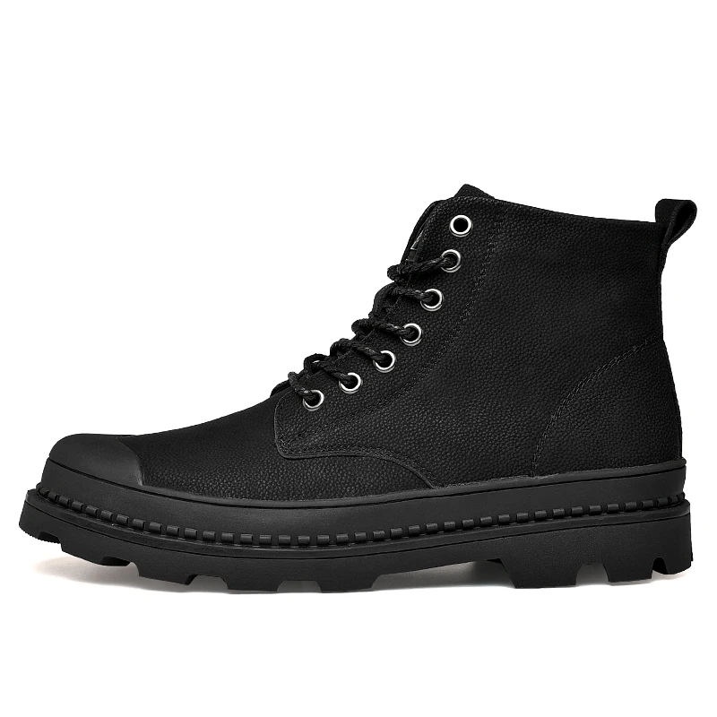 

Genuine Leather Rubber Ankle Boots Men Outdoor Winter Work Shoes Military Fur Snow Boots for Men Botas Warm Winter Men Boots