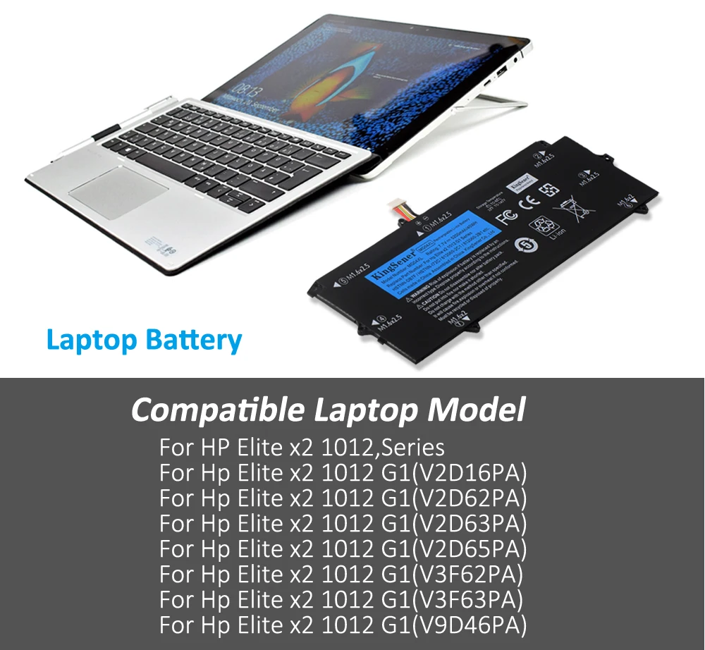 KingSener MG04XL Laptop Battery For HP Elite X2 1012 G1 MG04 812060-2B1 812060-2C1 812205-001 812148-855 HSTNN-DB7F MG04XL images - 6
