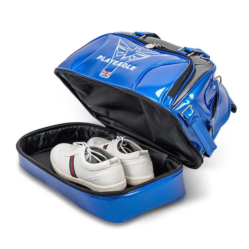 PLAYEAGLE Waterpoof PU Leather Golf Clothing Bag For Men Large Capacity Golf Boston Bag Travel Bags With Shoes Pocket