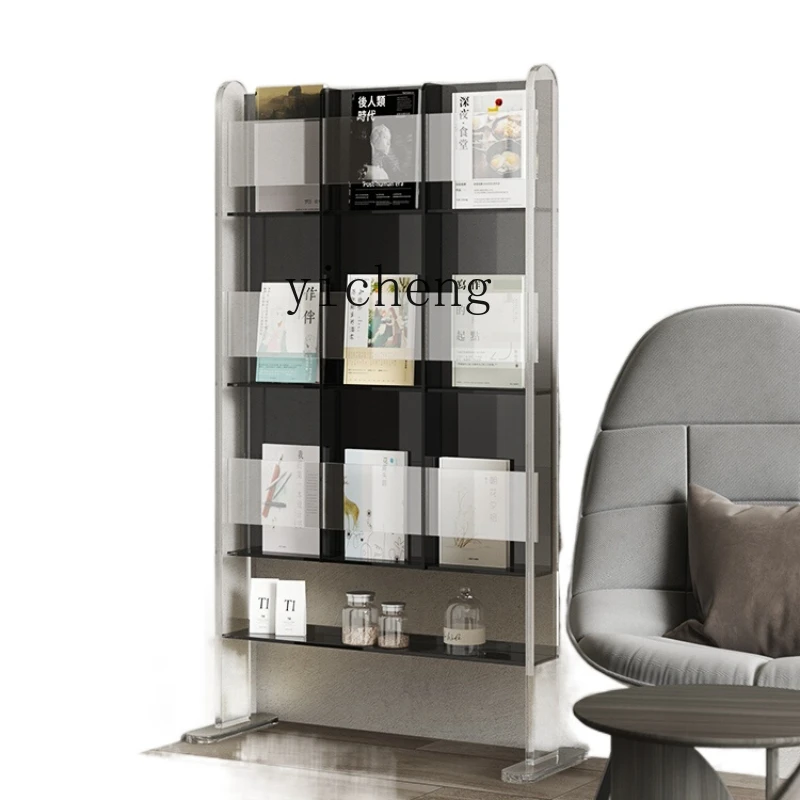 

ZC Acrylic Floor Reading Bookshelf Living Room Shelf Simple Display Stand Magazine Rack CD Holder