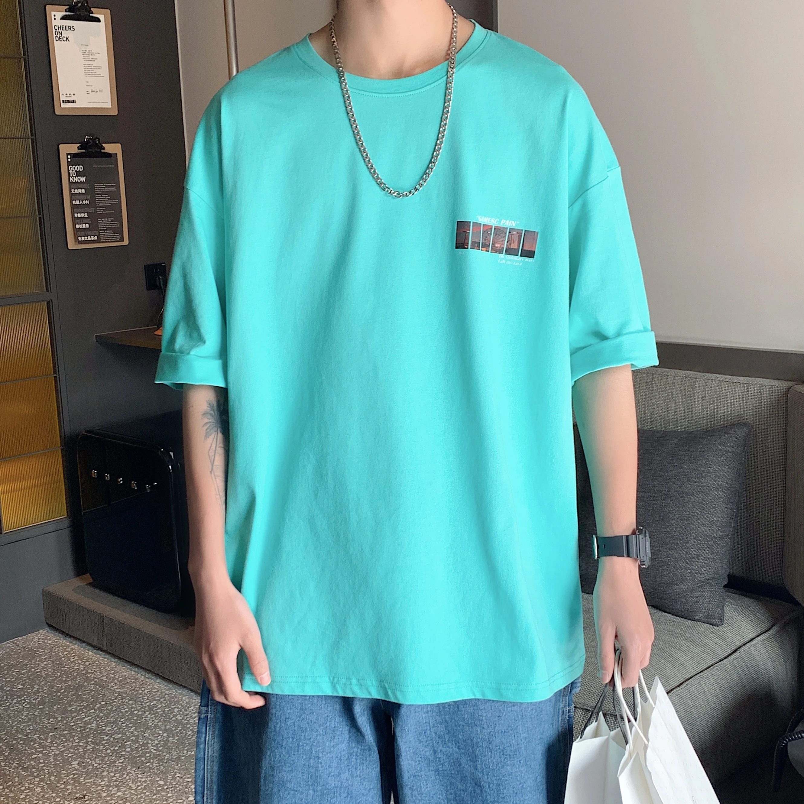 

Men's Loose Street T-Shirt Trend Short Sleeve Summer Spring Clothes Tees Cotton Casual Tops O-Neck Fashion 2022 New Hot