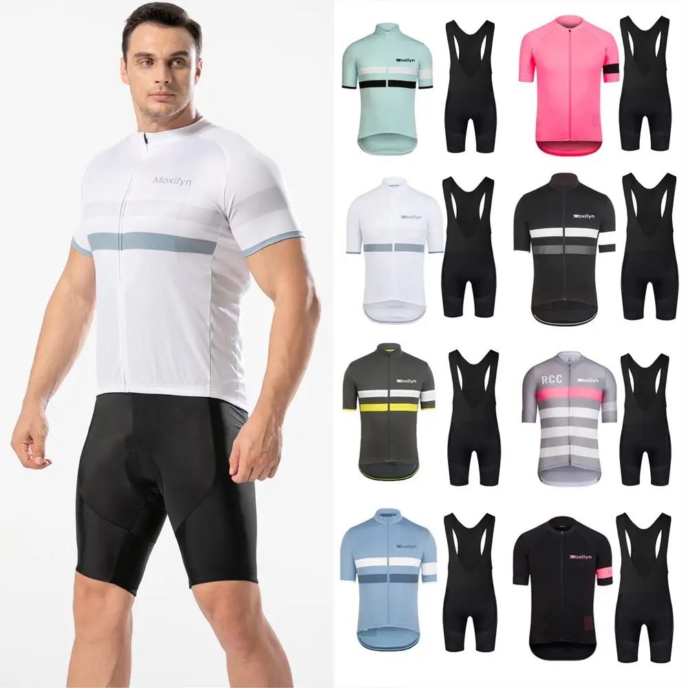 Men's Bike Clothing Set Cycling Jerseys Road Bicycle Shirts Kit + Bib Shorts Quick-Dry Full Zipper Riding Clothes