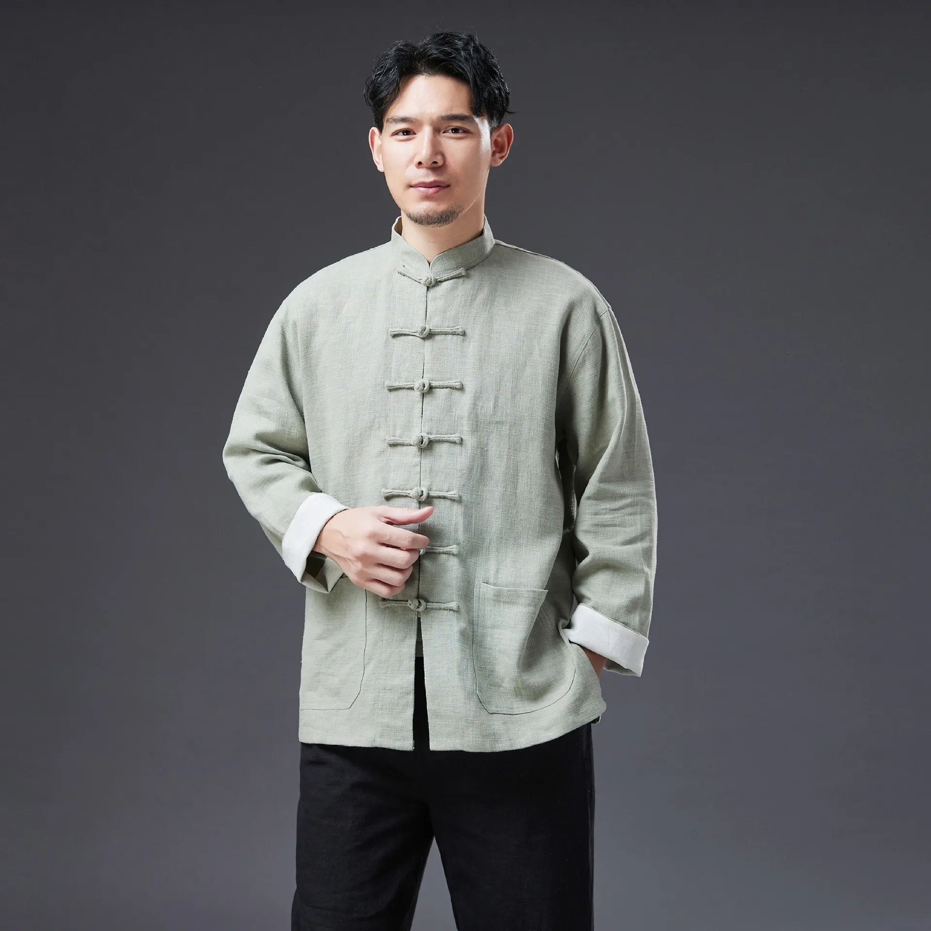 Mattswag Men Brand New Chinese Style Long Sleeve Shirts Spring Autumn Linen Breathable Men's Clothing Casual Fashion Sport Shirt