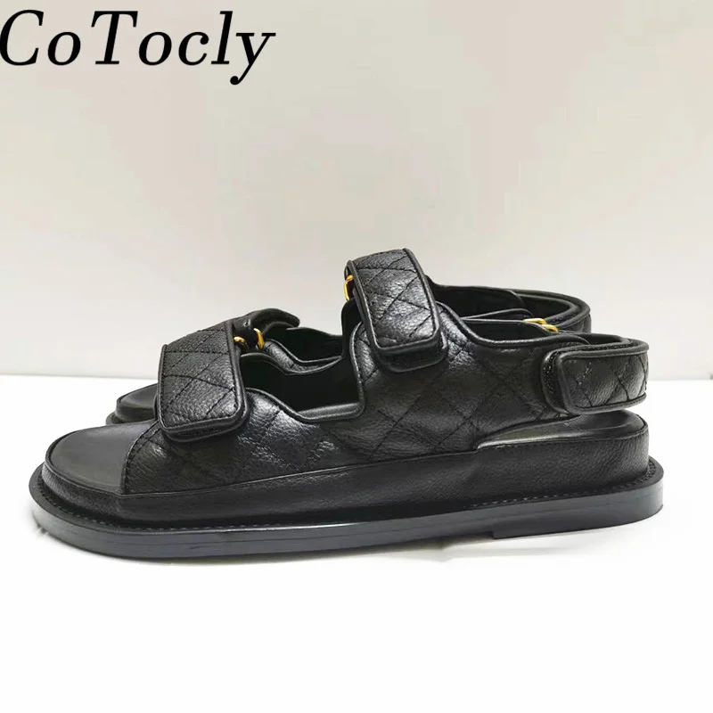 

Summer Sandals Women Genuine Leather Flat Shoes Peep Toe Casual Beach Hiday Shoes Ladies Fashion Comfort Sandalias Mujer