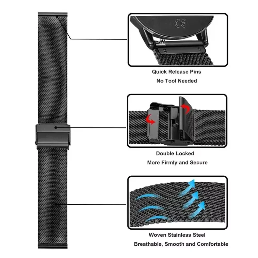 Metal Milanese Watchband For Xiaomi Redmi Watch 5 Active/5 Lite/3 Active/3 Lite Stainless Steel Replacement Strap Wrist Bracelet