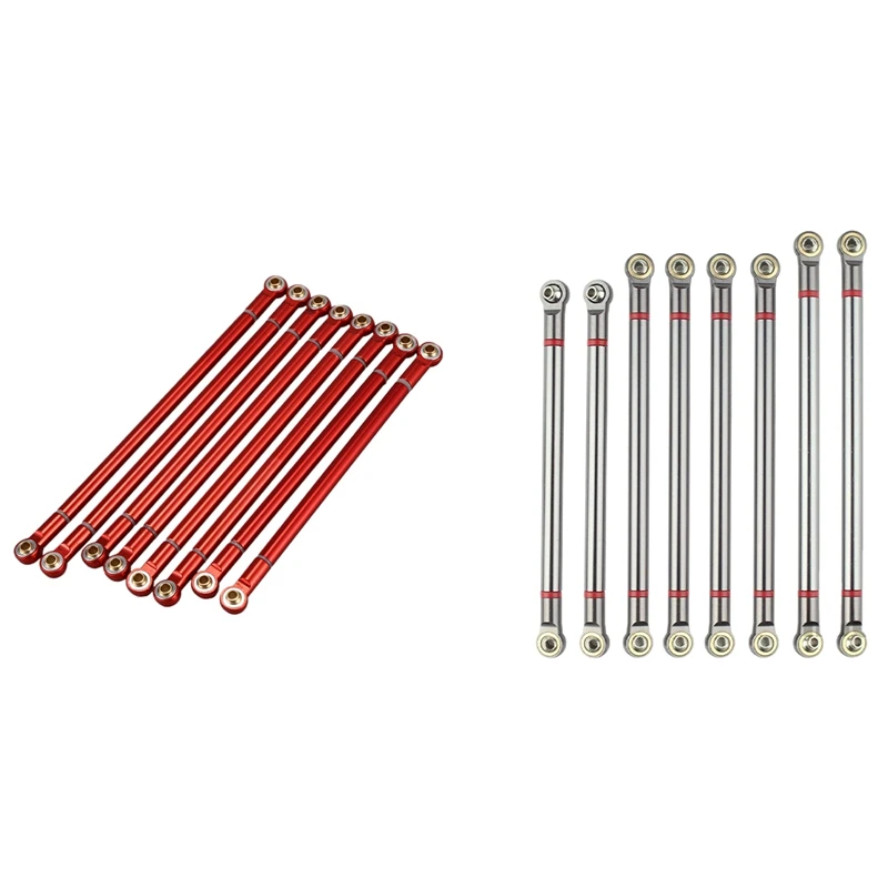 

8Pcs Wheelbase Link Rod Aluminum Alloy Link Rod 313Mm With 1Set Metal Linkage Frame Modification Ball Head Pull Rod