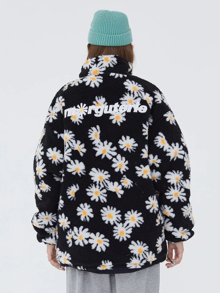 

Cotton Padded Jackets Thick Parkas Streetwear Hip Hop Daisy Print Fleece Warm Full Zip Coats Fashion Harajuku Outwear AUSO