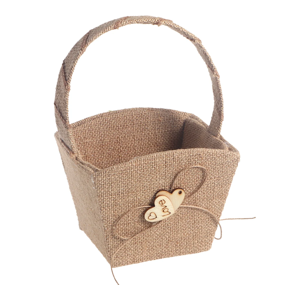 

Flower Basket Girl Weddingburlap Baskets Rustic Weddings Buralphandle Vintagestorage Gift Candy Heart Decor Flowers Double Girls