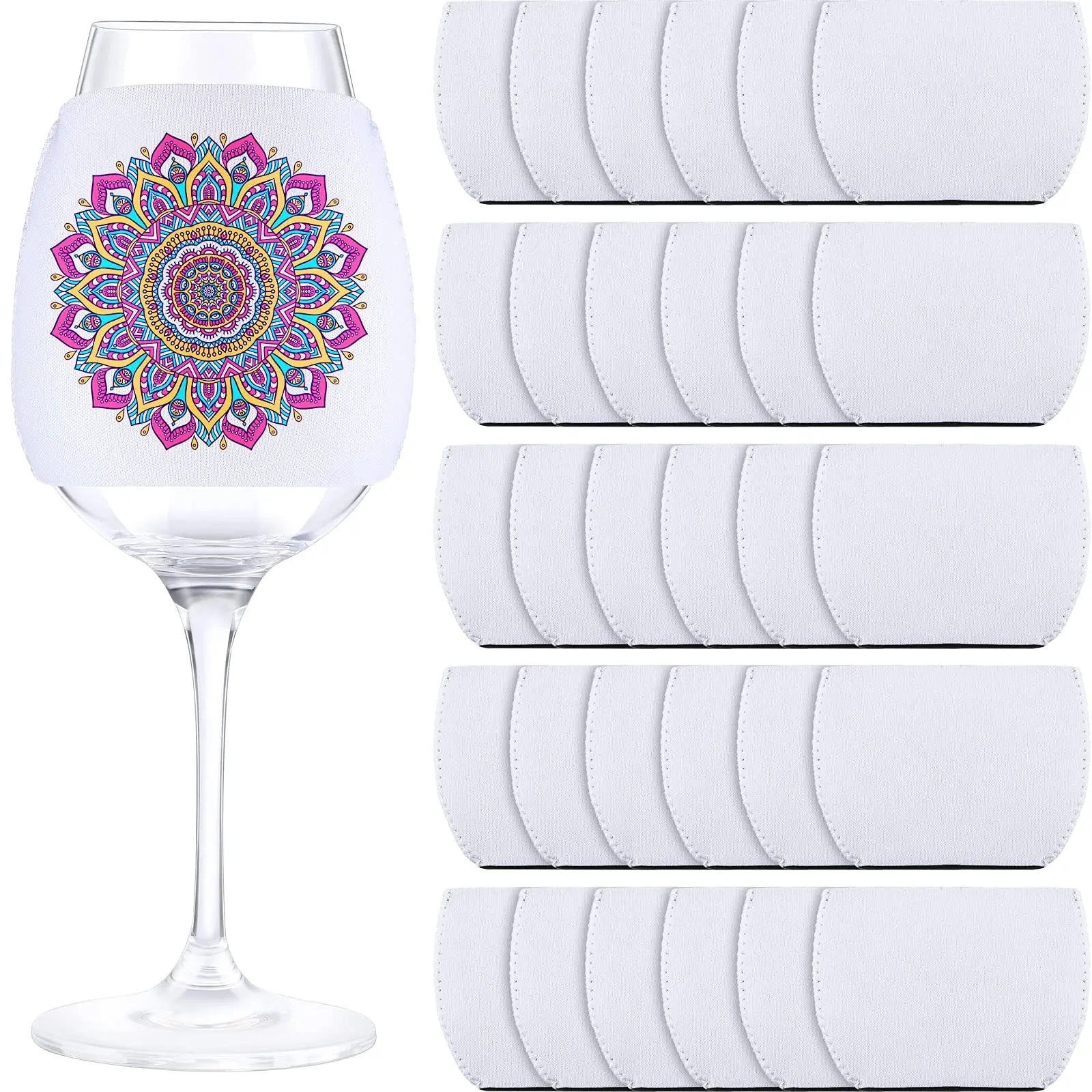 

20/10PCS Sublimation Blank Wine Glass Sleeve Neoprene Wine Glass Sleeve Insulator Cover Drink Sleeve for Wine Glass Ornaments