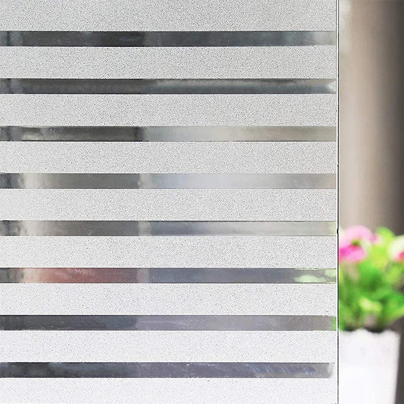 Frosted Window Film Privacy Window Sticker Non Adhesive Window Vinyl Film Removable Static Cling Window Film Striped Pattern