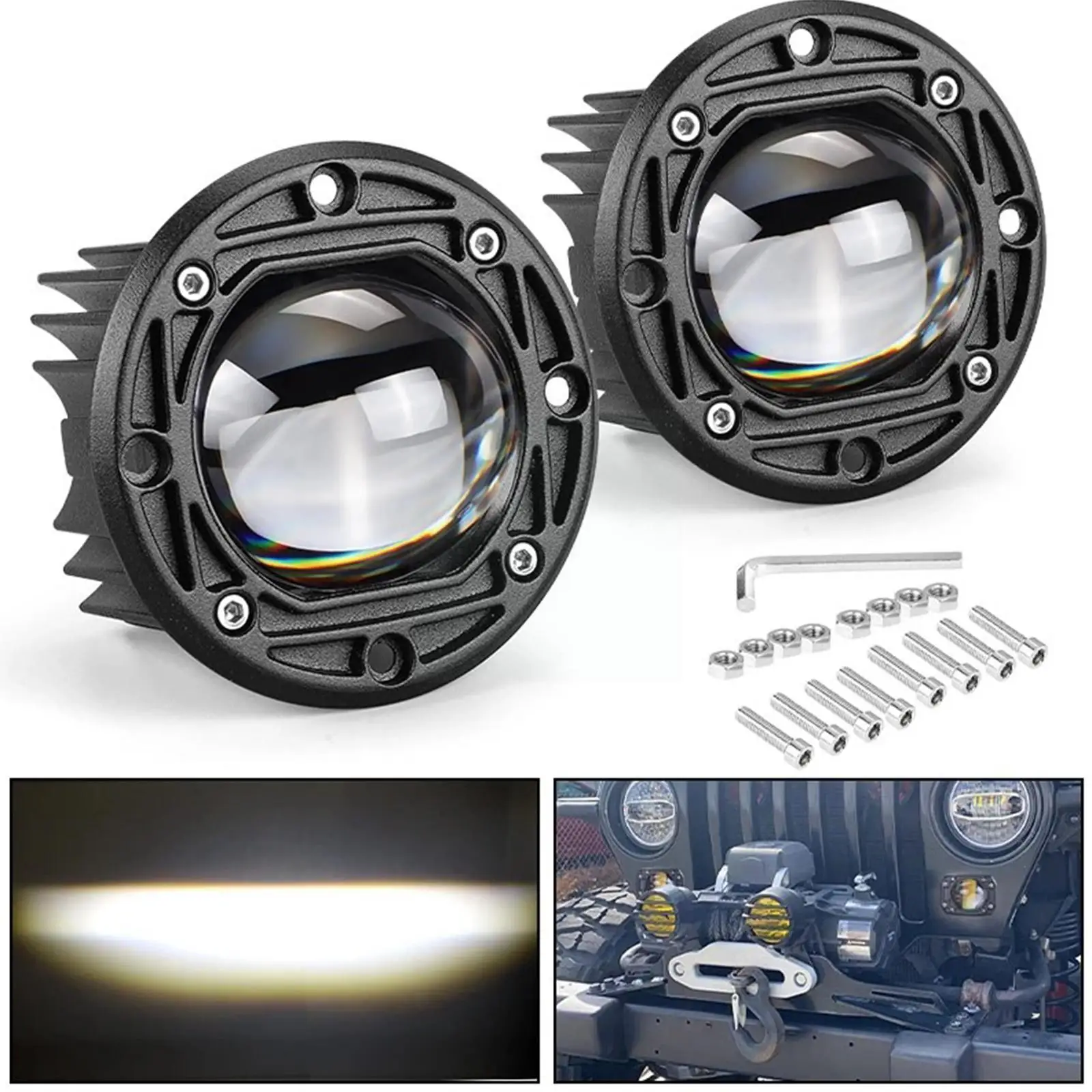 

3 Inch 20w Car Work Light Flush Mount White Yellow Spotlight Led Fog Lights For Car Truck Off-road C2t8