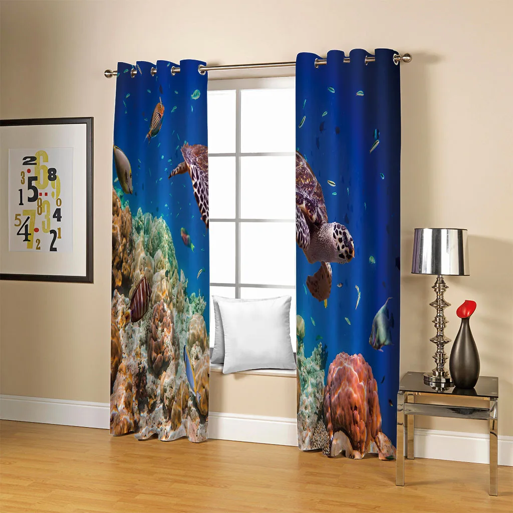 Customized Elegant Room Curtains Animal Sea Turtle Best Selling Bohemian Style Living Bedroom Home Decor Free Del