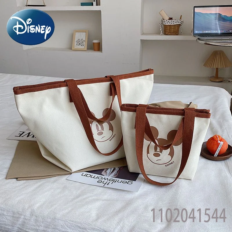 Disney Canvas Bag Mickey Pattern Female Popular Fashion High Quality Large Capacity Shoulder Handbag for Girls Women Children