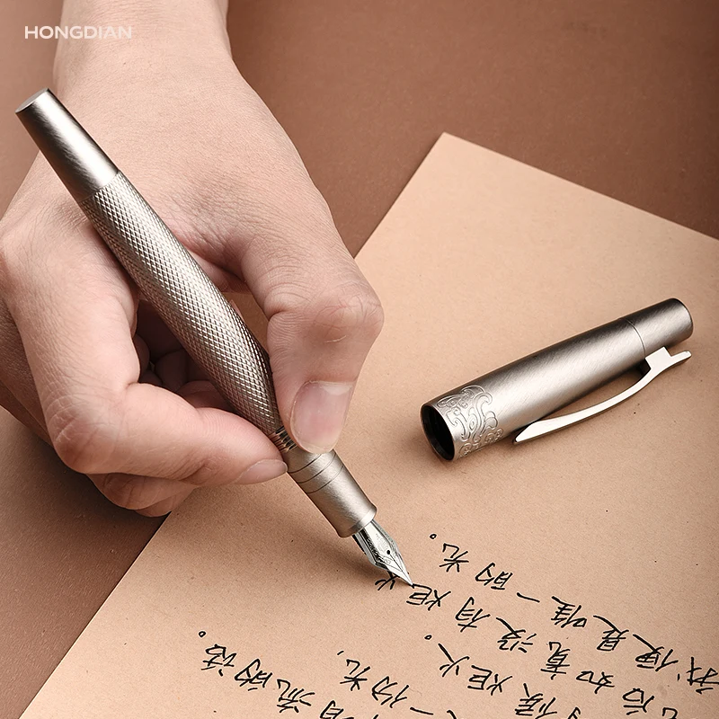 Hongdian 6013S High-Grade Classic Retro Design Men Writing Pen Iridium EF/F Nib Brass Colored Metal Gift Ink Pen