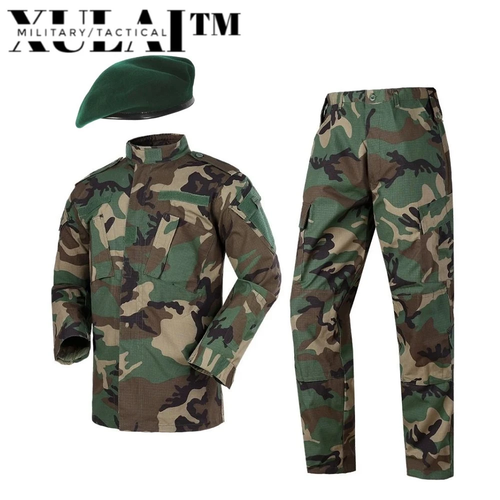 Wholesale In-Stock Men's Sets Woodland Camouflage ACU Military Uiforms With Beret acu military uiforms with balaclava